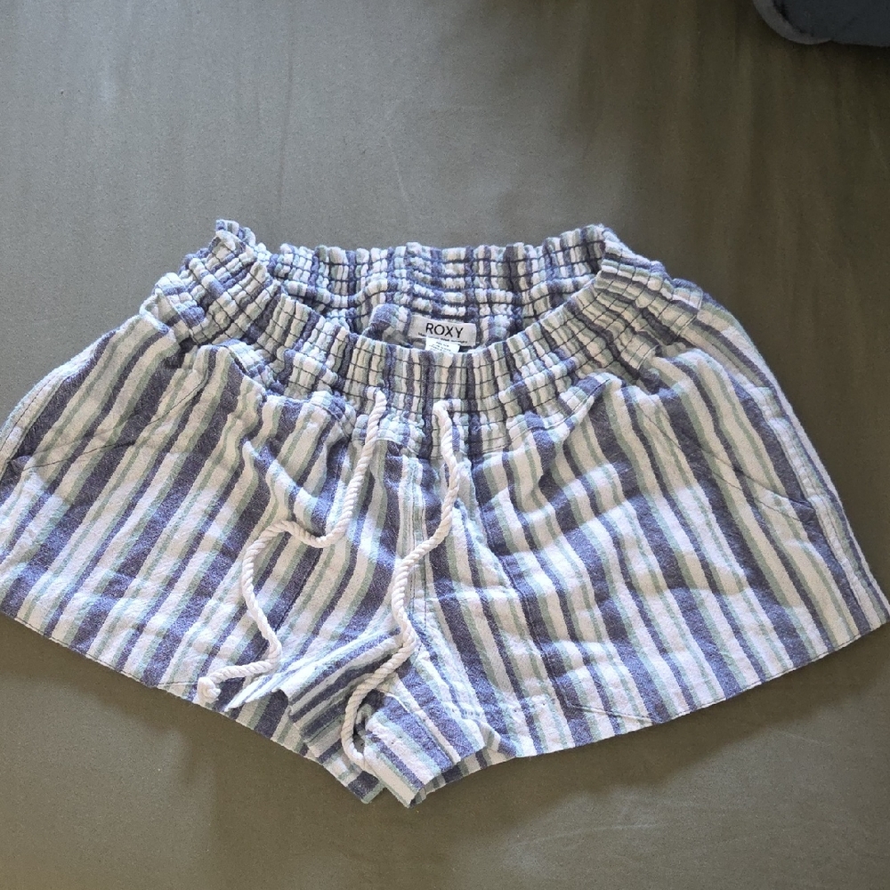 Roxy Women's Striped Shorts - Blue and White